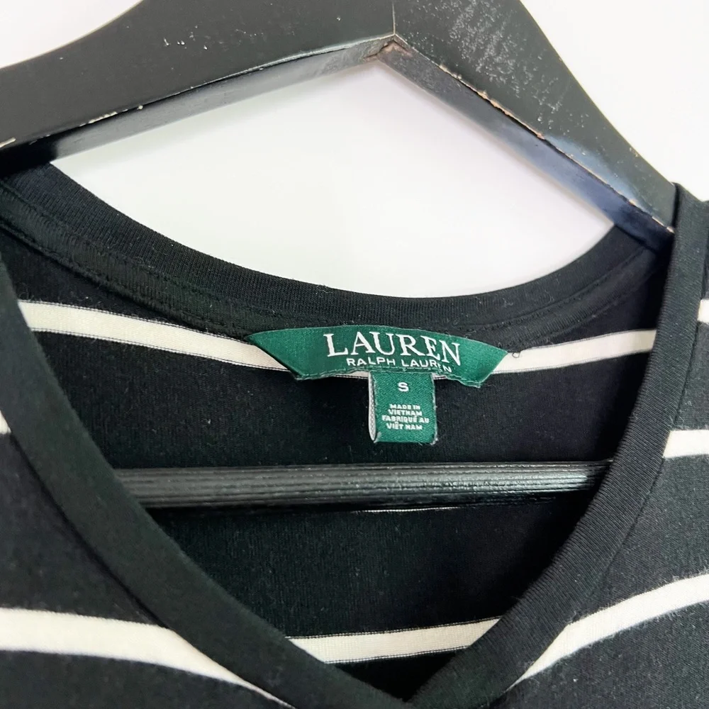 Lauren Ralph Lauren Dress Striped Jersey Maxi Dress Black White - Picture 3 of 6